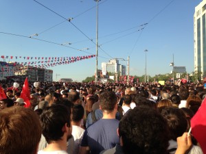 Entrance to Taksim Square on Saturday - after the police had gone.